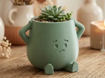 گلدان خمیری با طراحی بامزه و چهره شاداب