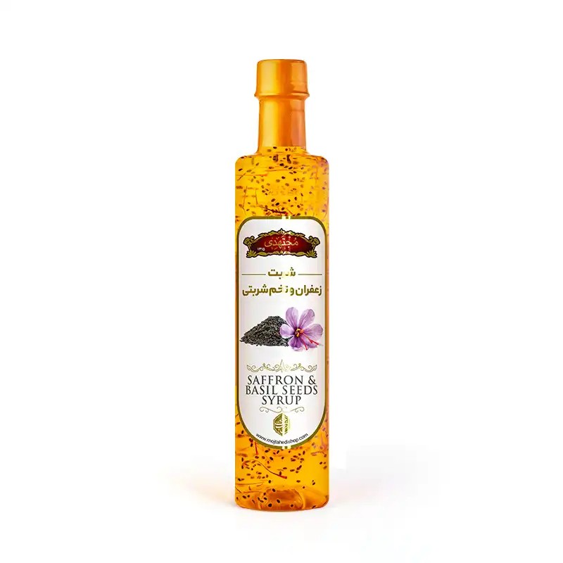 Mojtahedi Saffron & Bidmeshk Syrup with Basil Seeds, 650 g