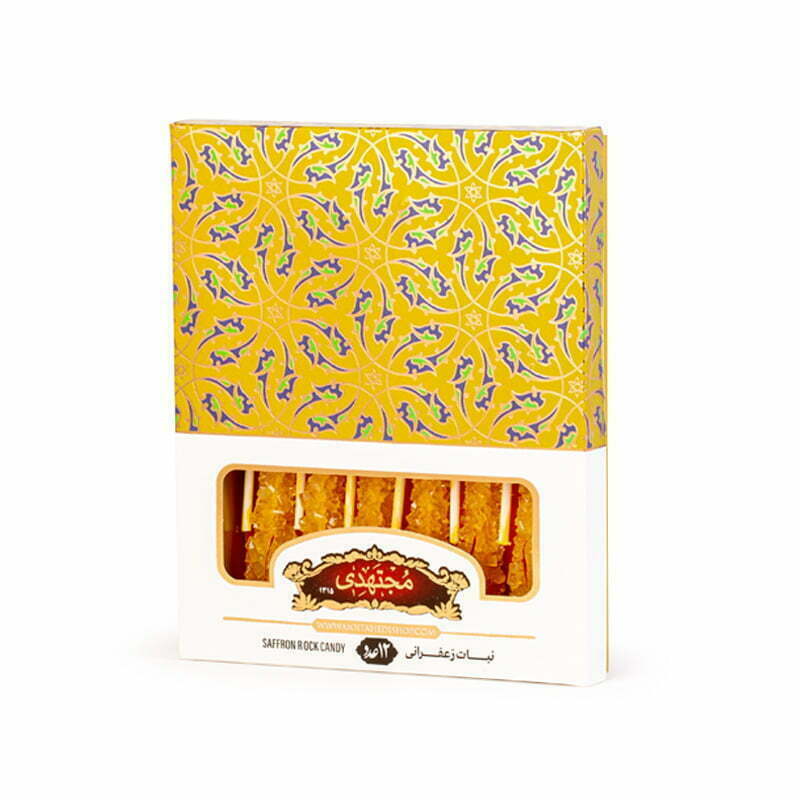 Mojtahedi Saffron Nabat Sticks, 12 Pcs Gilded Gift Box