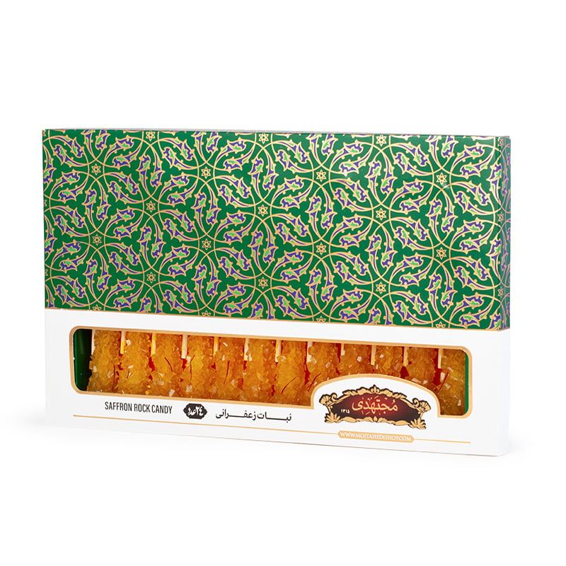 Mojtahedi Saffron Nabat Sticks, 24 Pcs Gilded Gift Box