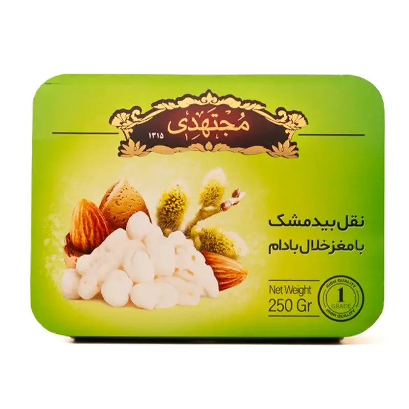 Noghl de flor de sauce de Urmia con almendra laminada Mojtahedi