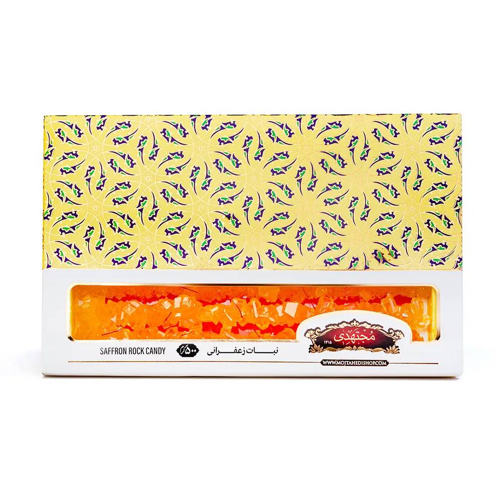 Mojtahedi Saffron Branch Nabat, 500 g Gilded Gift Box
