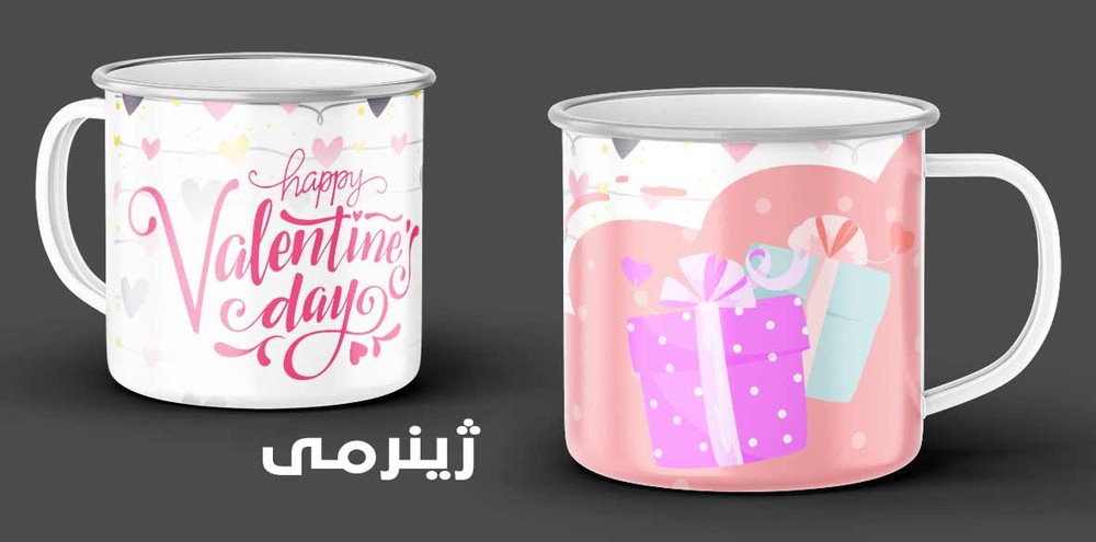 ماگ فانتزی ولنتاین ماگ فلزی لعابی 016