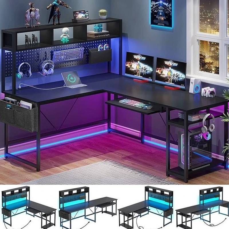 میز گیمینگ L با جایگاه کیس با RGB | گارانتی