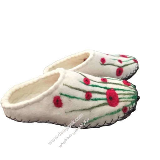 دمپایی نمدی طرح گل شقایق