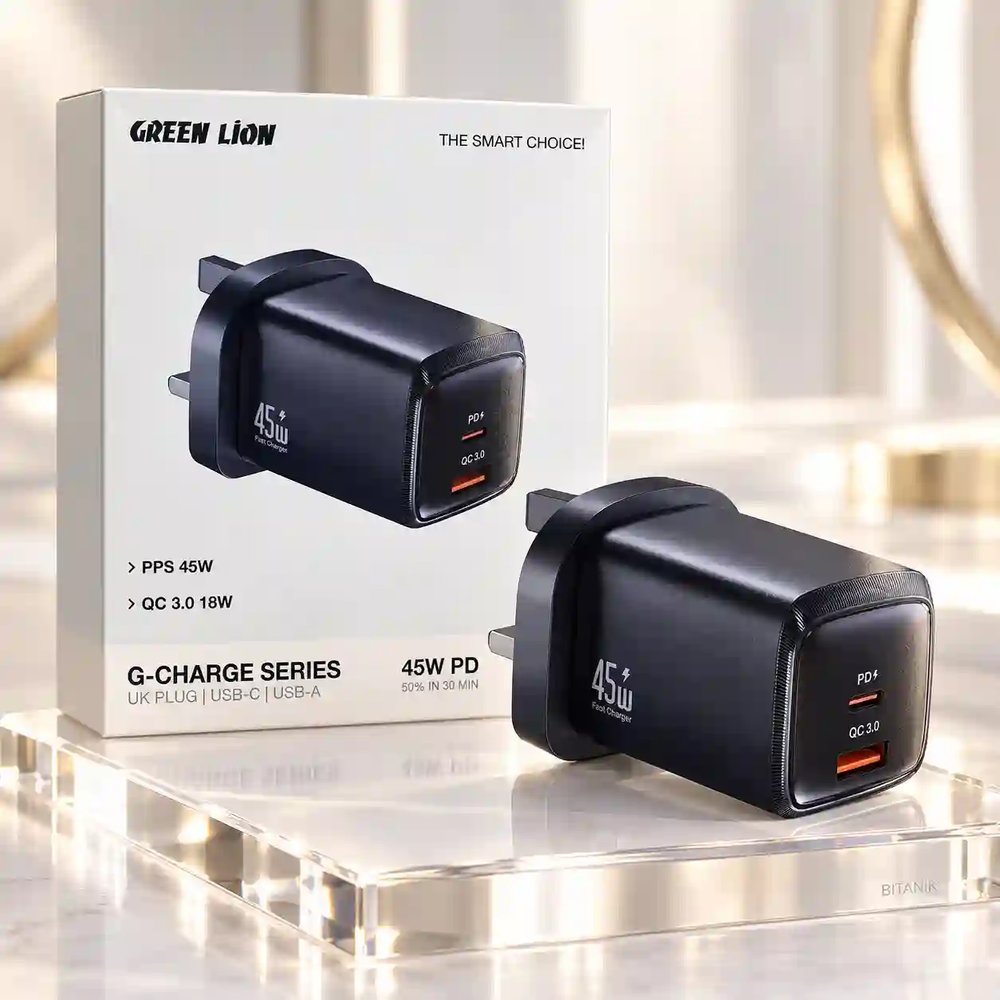 آداپتور GREEN LION مدل G-CHARGE SERIES دو پورت 45W PD