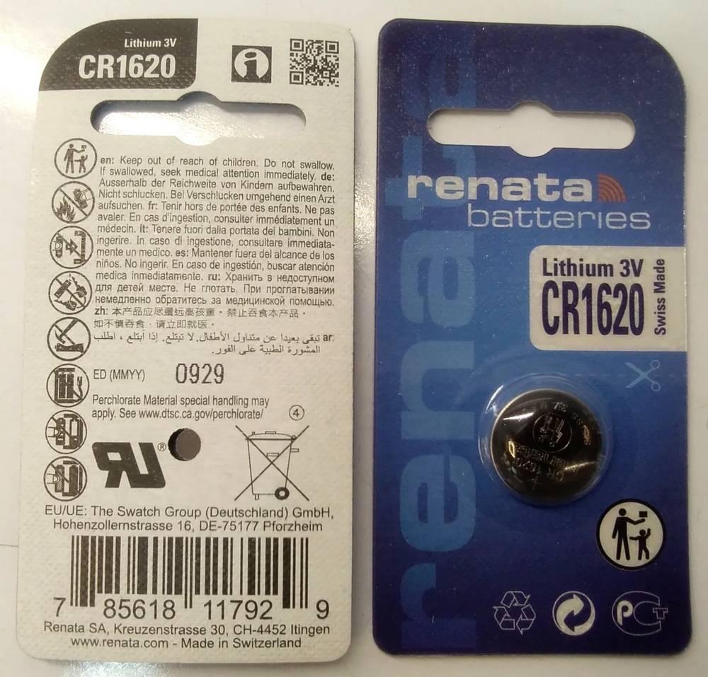 باطری سکه ای رناتا لیتیوم RENATA CR1620 3V LITHIUM