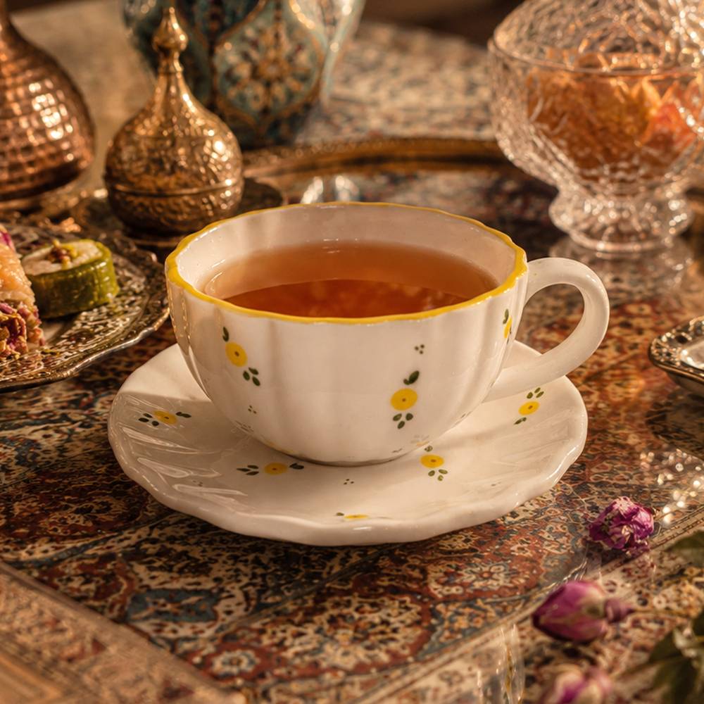 ماگ لته خوری گل کلزا صدفی مدل ارغوان هدیه دخترانه هدیه کارمندی