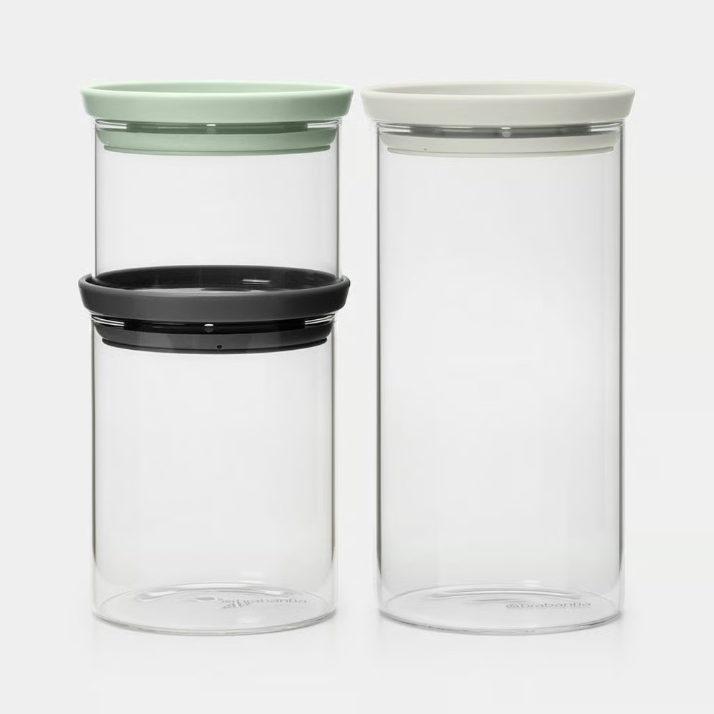 بانکه سه پارچه برابانتیا مدل BRABANTIA Stackable Jars 3pcs