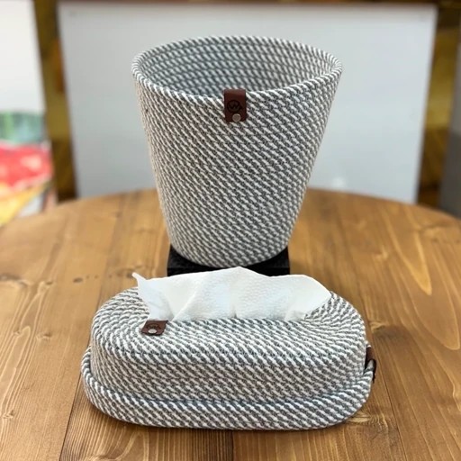 سطل و دستمال قیطونی رنگ طوسی مبلمان اورلین مدل 976517
