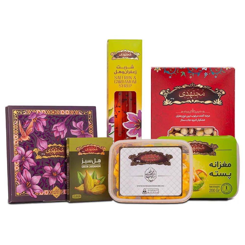 Mojtahedi Khatam Geschenkbox mit Safran und Nüssen