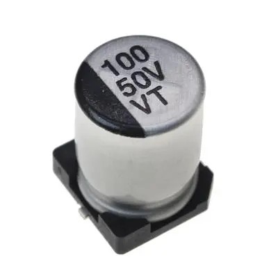 خازن الکترولیت اس ام دی 100 میکرو فاراد 50 ولت 100UF 50V SMD 8*10.5mm