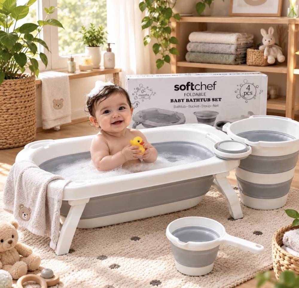 ست وان آکاردئونی حمام کودک 4 تکه ترک soft chef