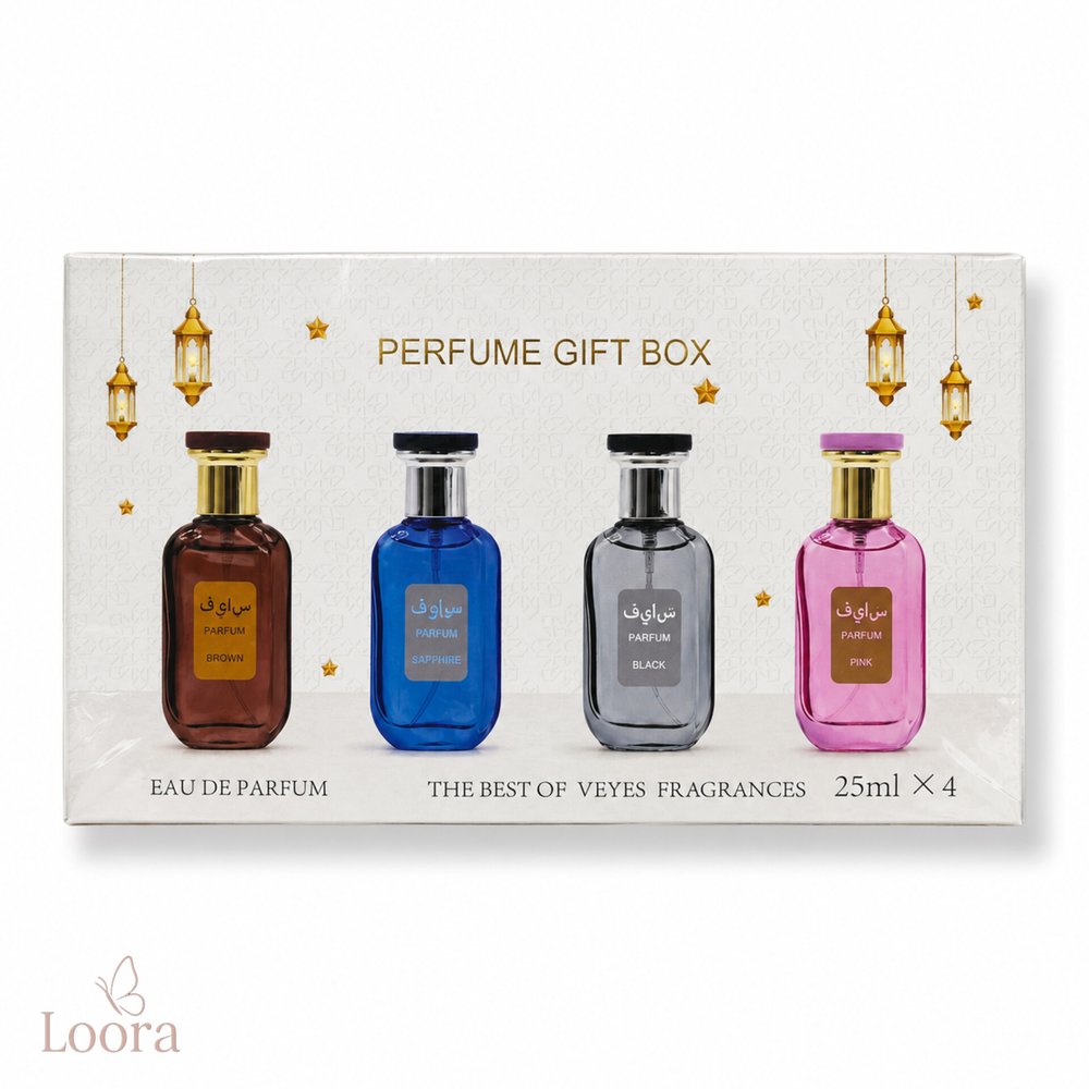 پک ۴ عددی مینیاتوری عطر ویز (Veyes Perfume Gift Box) | مجموعه ادوپرفیوم ۲۵ میل × ۴