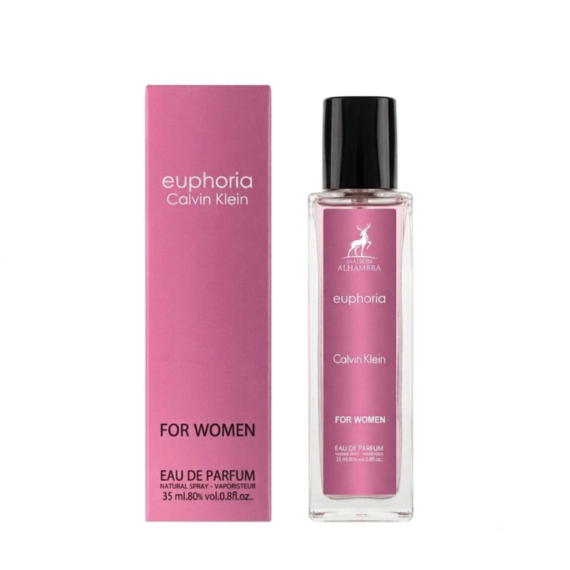عطر جیبی زنانه الحمبرا مدل euphoria calvin clein با رایحه شرقی گلی و گرم و چوبی حجم 35 میلی‌لیتر
