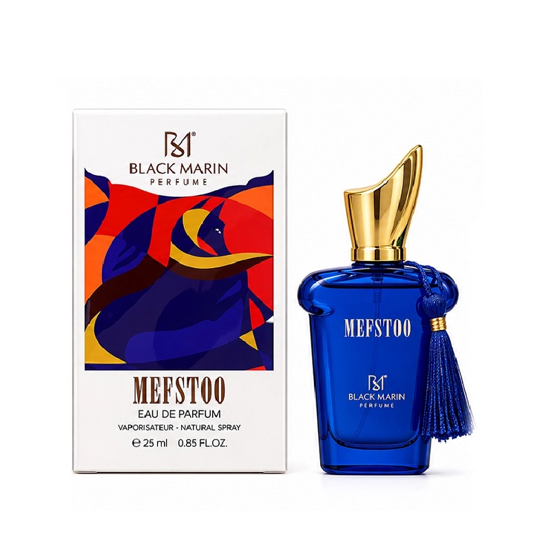 ادکلن جیبی مردانه بلک مارین BLACK MARIN مدل MEFSTOO مشابه مفیستو کازاموراتی حجم 25 میلی لیتر - هلیا