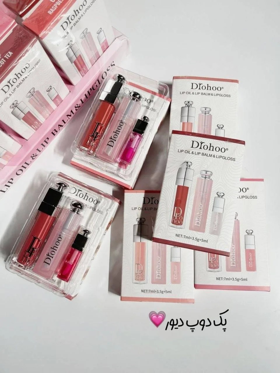 پک سه تیکه لیپ گلاس و بالم لب و برق لب دوپ دیور drohoo