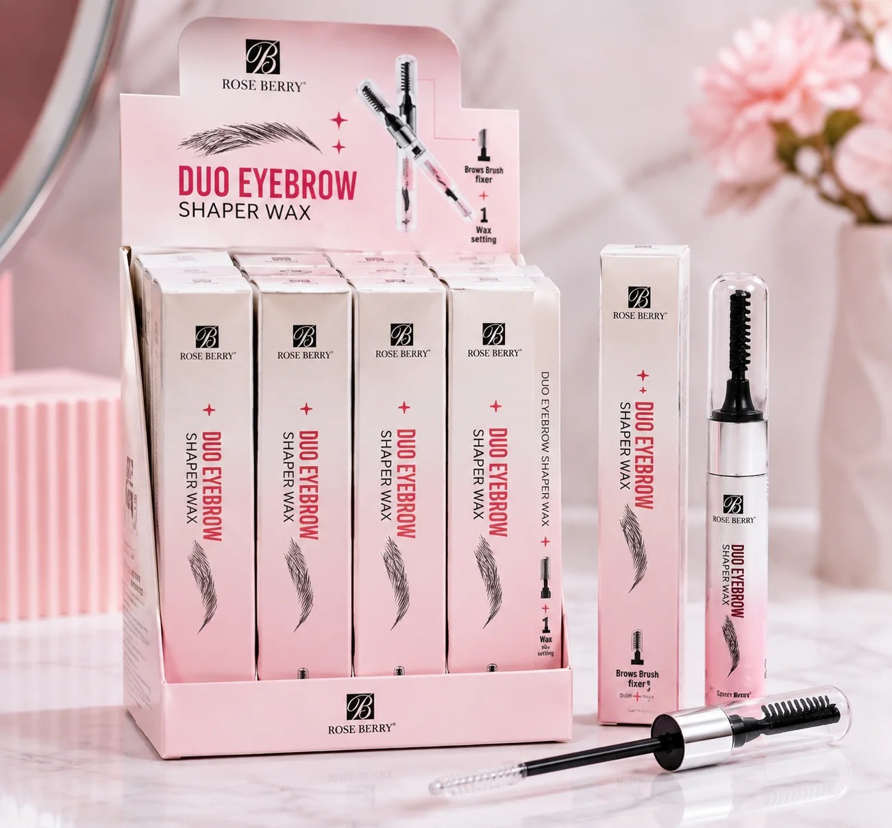 ژل ابرو حالت‌دهنده ابرو رزبری RoseBerry مدل Duo Eyebrow Shaper Wax بدون سفیدک اورجینال