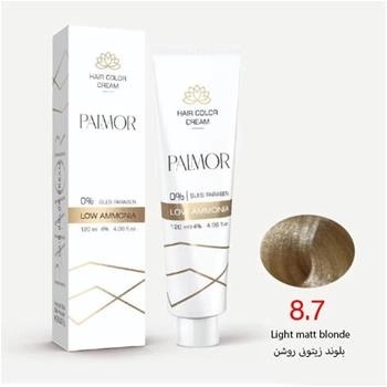 رنگ موی پالمور شماره 8.7 حجم 120 میلی لیتر رنگ بلوند زیتونی روشن