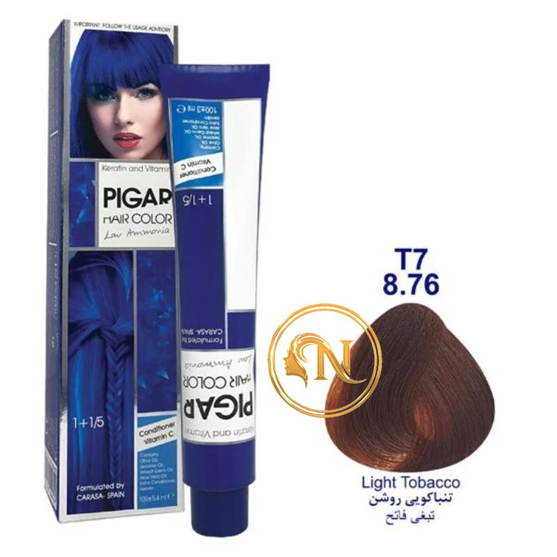 رنگ مو پیگار تنباکویی روشن شماره 8/76 حجم 100 میل