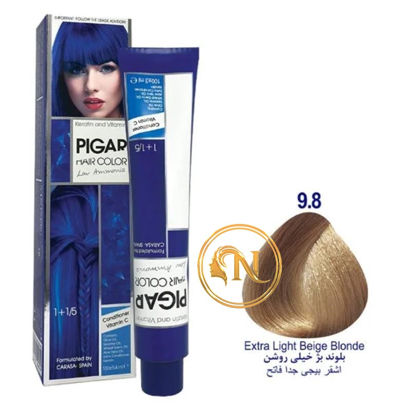 رنگ مو پیگار بلوند بژ خیلی روشن شماره 9/8 حجم 100 میل