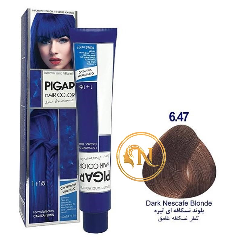 رنگ مو پیگار بلوند نسکافه ای تیره شماره 6/47 حجم 100 میل