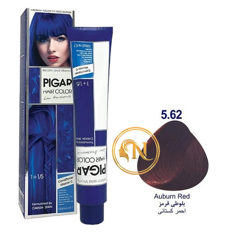 رنگ مو پیگار بلوطی قرمز شماره 5/62 حجم 100 میل