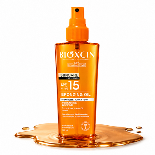روغن برنزه ابرسان بیوکسین اصل SPF15 کره کاکائو و روغن هویج BIOXCIN