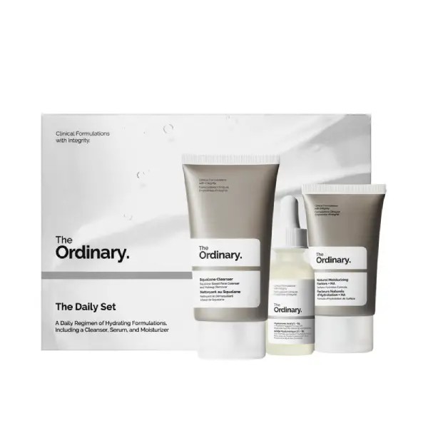 ست مراقبت روزانه پوست اوردینری The Ordinary مدل The Daily Set شامل پاک‌کننده، سرم هیالورونیک اسید و مرطوب‌کننده