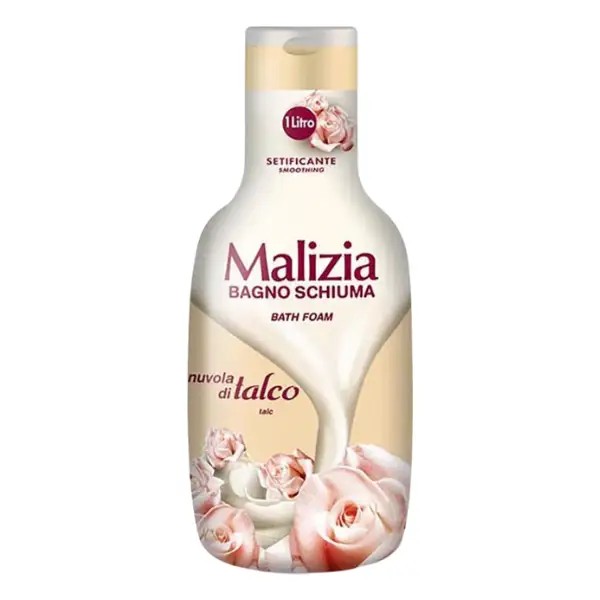 فوم حمام (بث فوم) مالزیا با رایحه تالک و نرم‌کننده پوست حجم ۱ لیتر (Malizia)