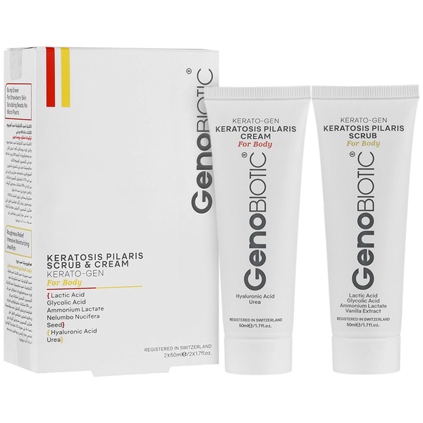 Creamاسکراب و کرم پوست مرغی کراتوژن ژنوبایوتیک Kerato Gen Keratosis Pilaris Scrub And