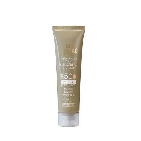 کرم ضد آفتاب اس پی اف 50رنگی بژ روشن سینره 50میل CINERE High Protection Tinted Sunscreen Cream SPF 50 Light Beige 50ml