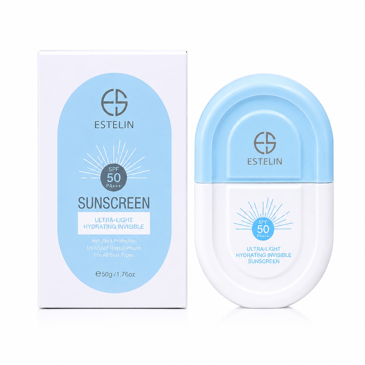 ضدآفتاب استلین الترا لایت آبرسان بی‌رنگ SPF 50 حجم ۵۰ گرم | Estelin Ultra-Light Hydrating Invisible Sunscreen SPF 50