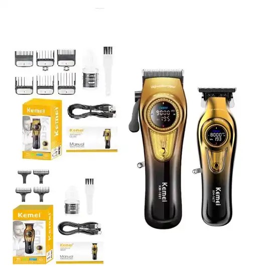 ست ماشین اصلاح کیمی Kemei km-1691+km-1677 Kemei km-1691 Km-1677 HAIR CLIPPER