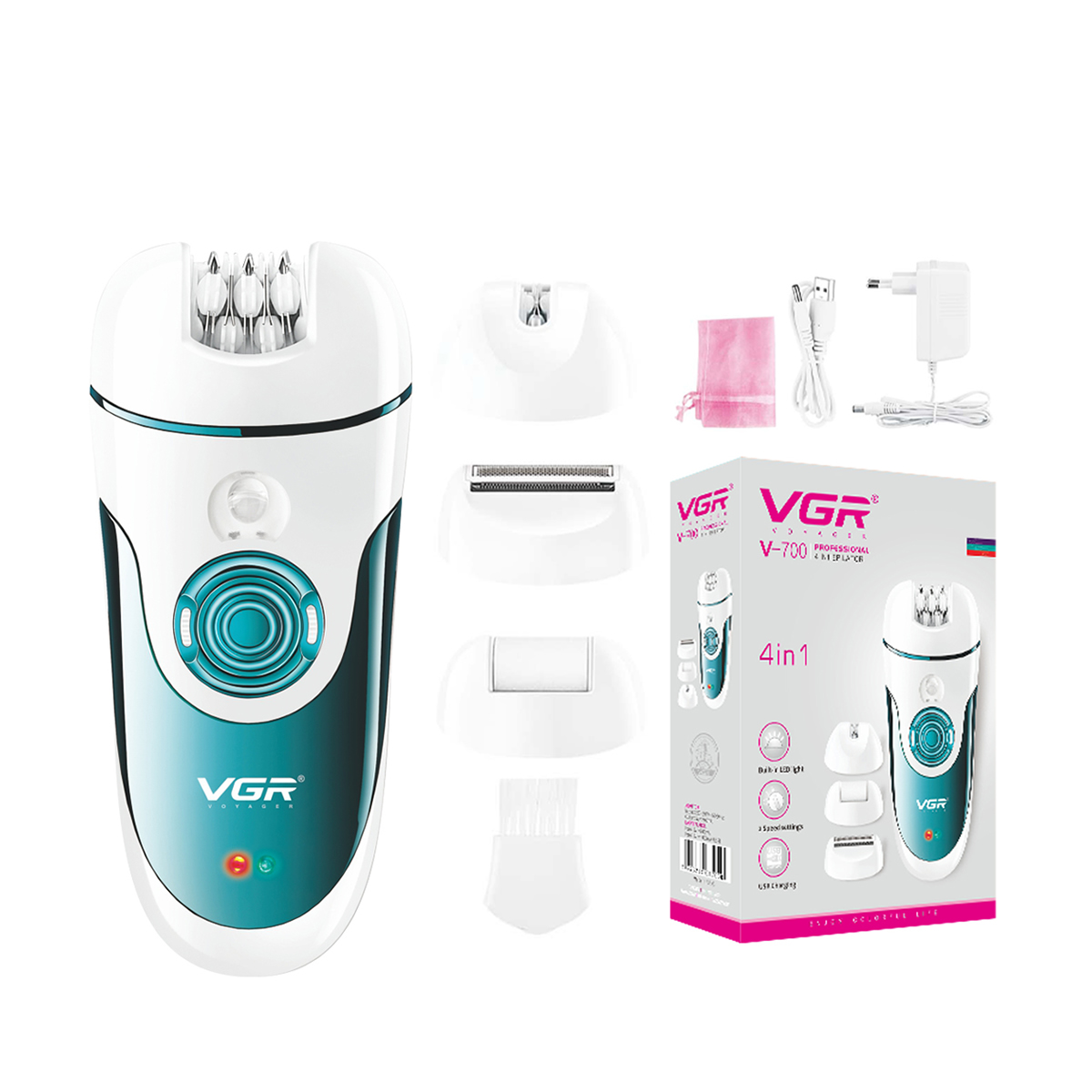 اپیلاتور وی جی آر VGR مدل V-700 VGR V-700 Cordless Professional 4-in-1 Women Epilator & Shaver