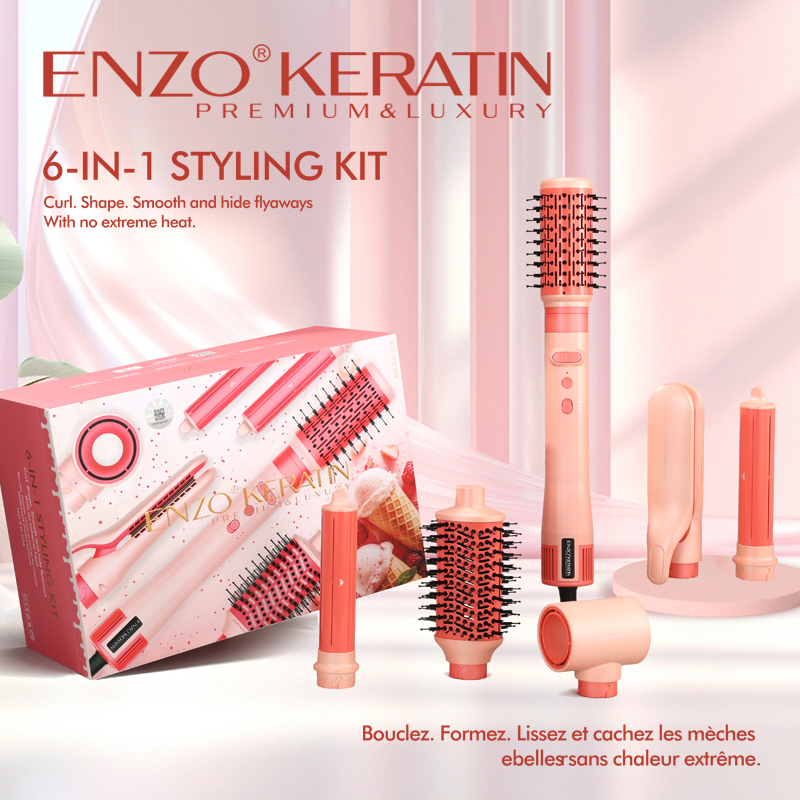 سشوار و حالت‌دهنده ۶ کاره انزو Enzo Keratin 6-in-1 Styling Kit (Model: EN-508)