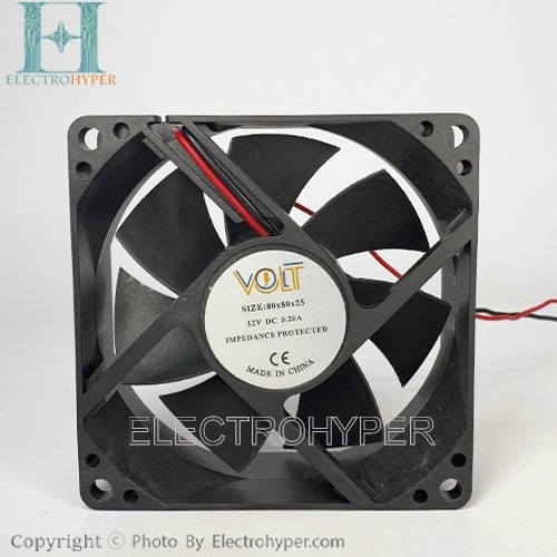 فن 8x8x2.5 سانتی‌متر DC 12 ولت ۲سیم VOLT