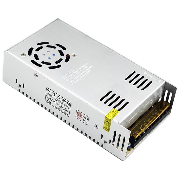 تغذیه سوئیچینگ فلزی 12 ولت 30 آمپر 12v-30A فن دار