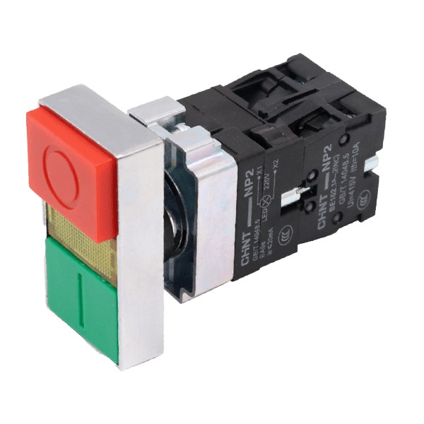 شستی استارت استپ دوبل چراغدار مدلNP2-BW-8465-LED برند چینت