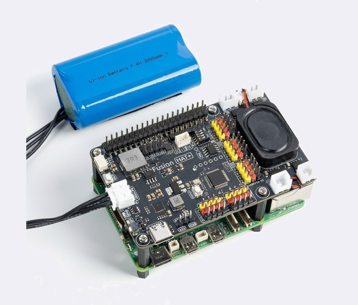 SunFounder Fusion HAT+ Raspberry Pi Motor هت فیوژن پلاس سان‌فاندر – برد گسترش رزبری پای برای کنترل موتور و سروو با هوش مصنوعی و تعامل صوتی