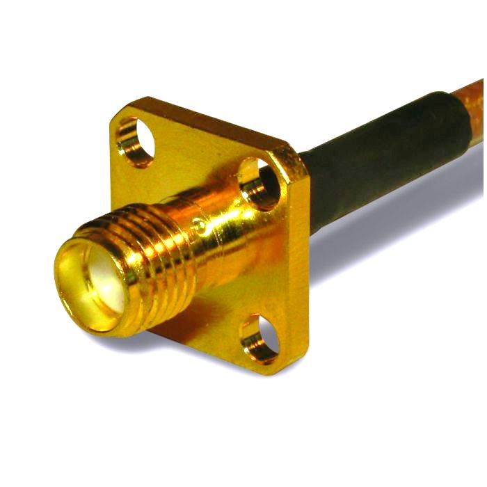 SMA Female 4 Hole Flange Panel Jack Crimp Connector for RG405