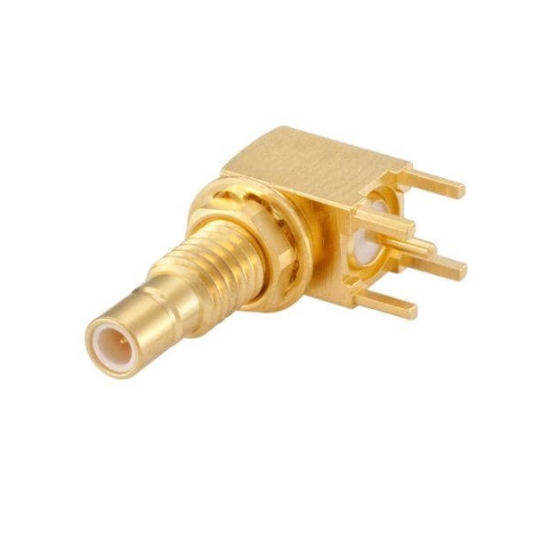 SMB Jack Right Angle Bulkhead Mount Connector Solder Attachment Thru Hole PCB