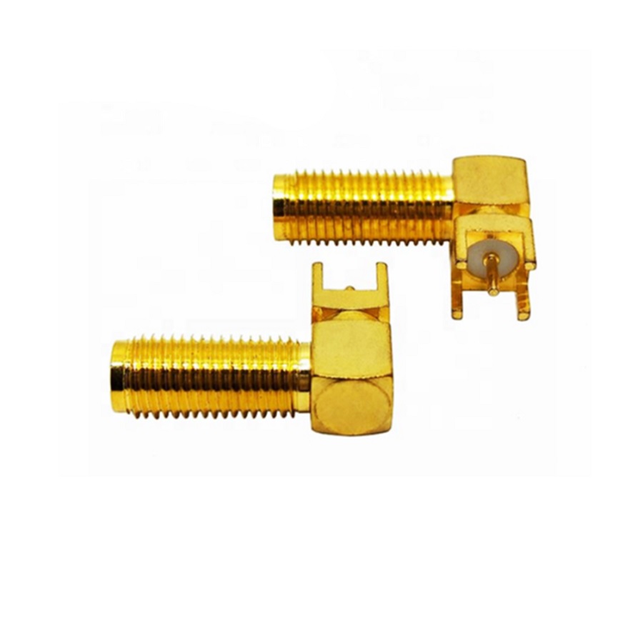 SMA Female Right Angle Bulkhead Mount Connector Solder Attachment Thru Hole PCB – 15mm/Used