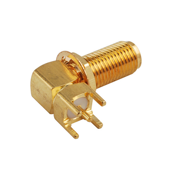 SMA Female Right Angle Bulkhead Mount Connector Solder Attachment Thru Hole PCB – 10mm/ Used