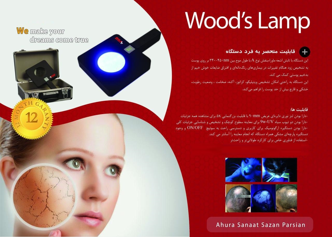 وود لامپ (Wood Lamp) | دستگاه تشخیص پوست با نور UV برای آکنه، قارچ و لک با کیف آلومینیمی
