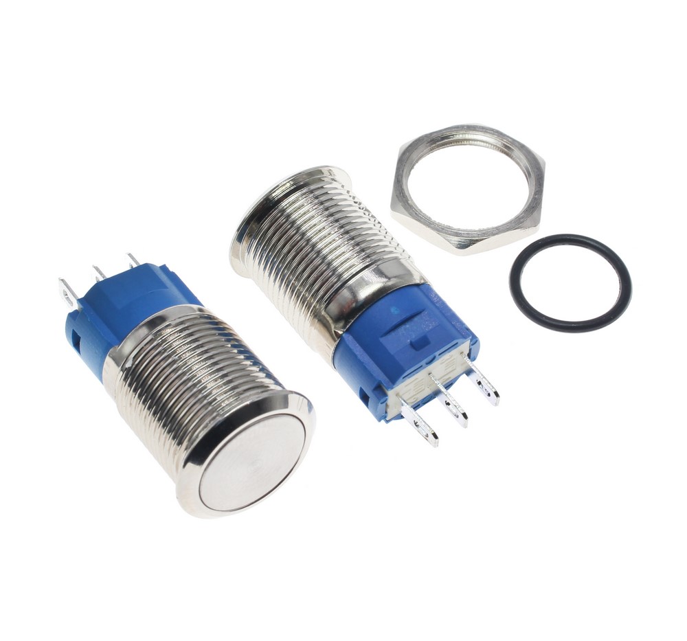 METAL SWITCH WATERPROOF NO LIGHT SELF RESETTING 16MM
