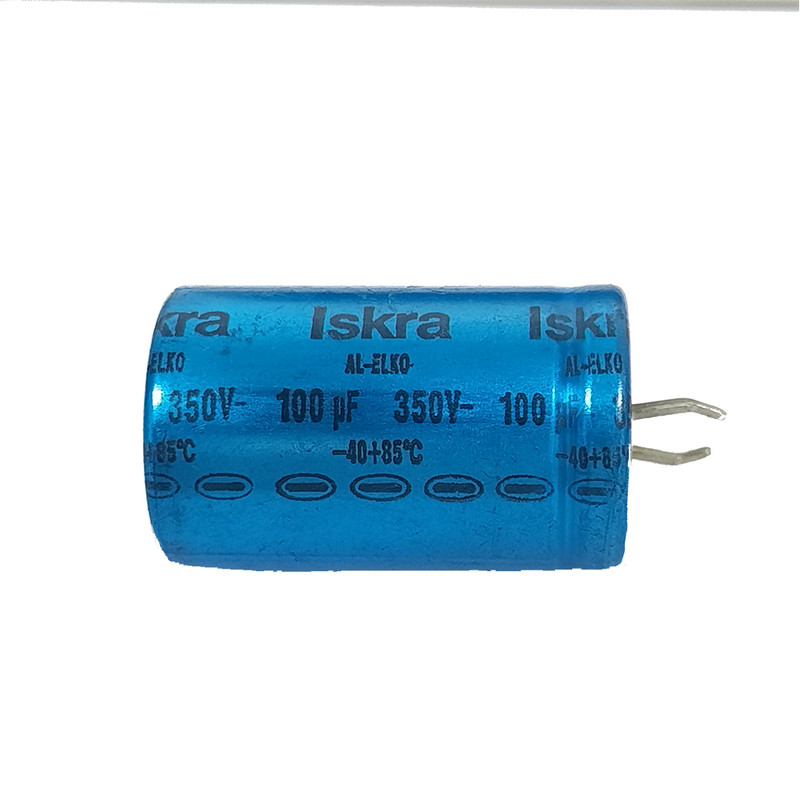 خازن الکترولیت 100 میکرو فاراد 350 ولت ایسکرا کد F100 بسته 2 عددی
