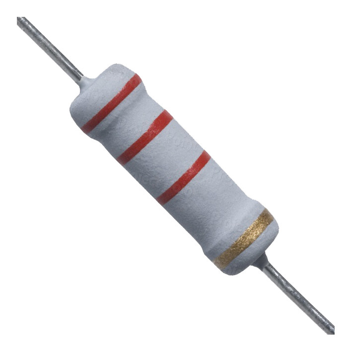 مقاومت 2.2 کیلو اهم 2 وات کد 2.2K/2W بسته 30 عددی
