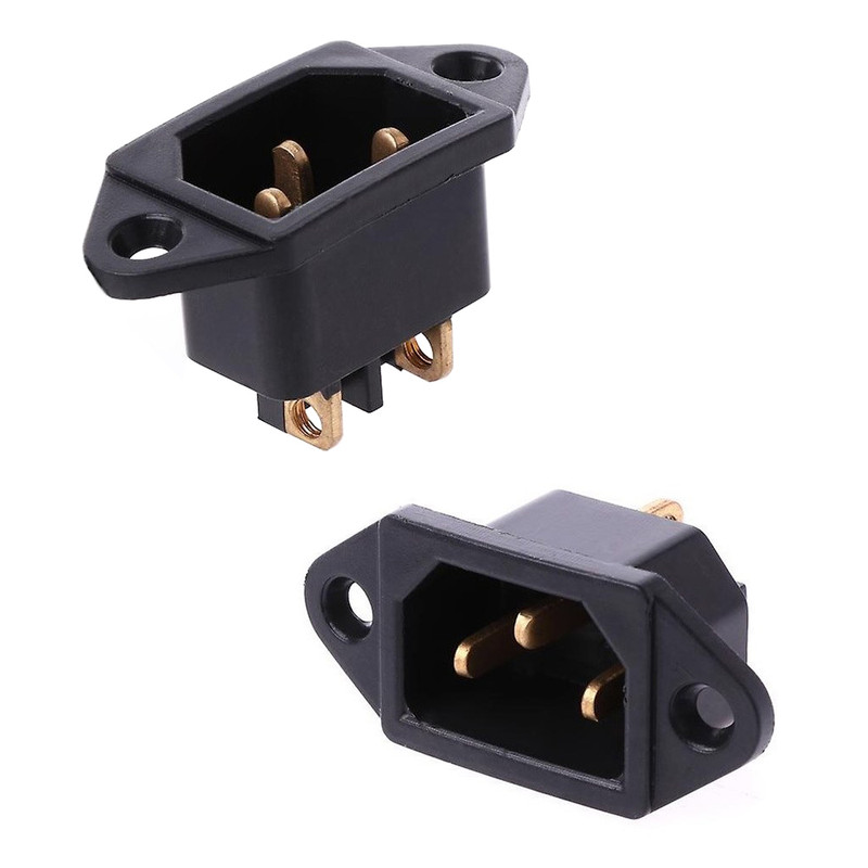 سوکت برق نری 3 پین مدل 16A-250V-Brass بسته 2 عددی