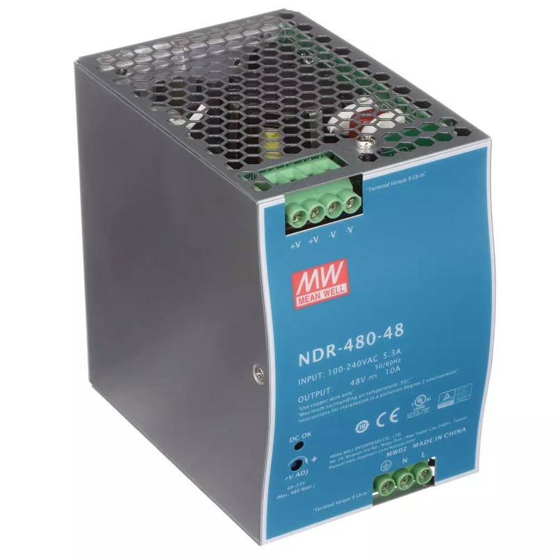 منبع تغذیه 48 ولت 10 آمپر مینول مدل NDR-480-48